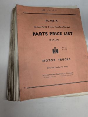 International Harvester Ih Motor Trucks Parts Price List Pl-189-A 1962 October