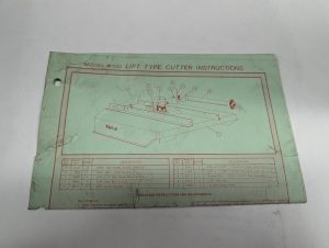 Imco Model 502 Lift Type Cutter Instructions Parts List Catalog Illustrated