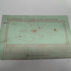 Imco Model 502 Lift Type Cutter Instructions Parts List Catalog Illustrated