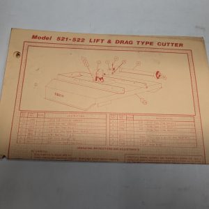 Imco Model 521 522 Lift & Drag Type Cutter Instructions Parts List Catalog