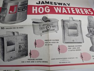 Jamesway Hog Wateres Sales Literature Fold Out Poster Advertisment