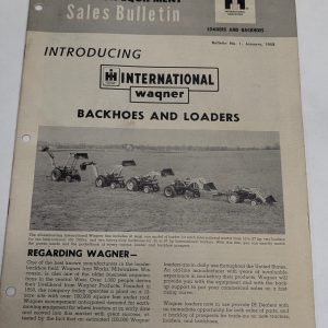 International Harvester Ih Commercial Tractor Equipment Sales Bulletin #1 1958
