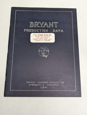 Bryant Production Data Machine Tool Chucking Diagrams Specifications Catalog