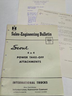 International Pto Attachments Scout Motor Trucks Sales Engineering Bulletin 1961