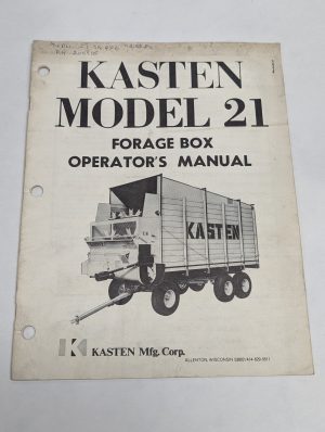 Kasten Model 21 Forage Box Operator'S Owners Manual Shop Instruction Book