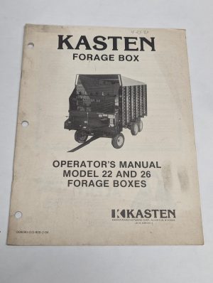 Kasten Model 22 26 Forage Box Operator'S Owners Manual Shop Instruction Book