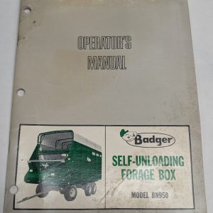 Badger Model Bn950 Forage Box Operator'S Owners Manual Shop Self Unloading