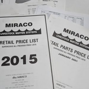 Miraco Livestock Water Systems Price List 2015 Illustrated Parts Sales Catalog
