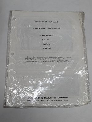 International Harvester Ih Supplement Operators Manual F 856 Tractors Diesel