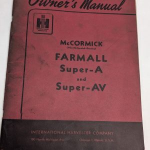 International Harvester Ih Mccormick Operator'S Manual Farmall Super Av Tractor