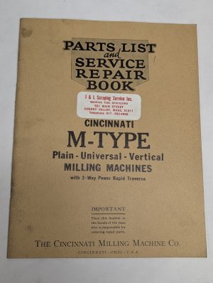 Cincinnati Milling Machine Parts List Service Repair Manual M-Type Universal