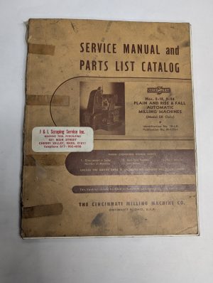 Cincinnati Service Manual Parts List Catalog Milling Machine 2-18 2-24 Rise Fall