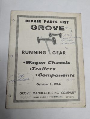 Grove Repair Parts List Catalog Manual Running Gear Wagon Chassis Trailers 1964