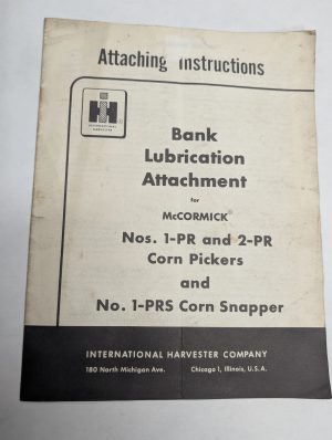 Ih Attaching Instruction Manual Bank Lubrication 1-Prs 2-Pr Mccormick