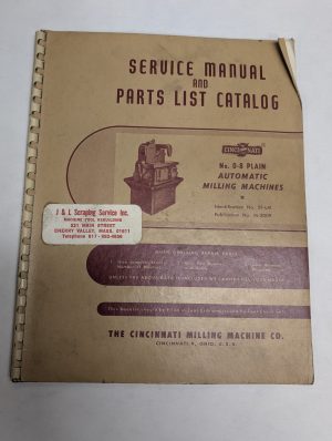 Cincinnati Milling Machine Service Manual Parts List Catalog 0-8 Plain Auto