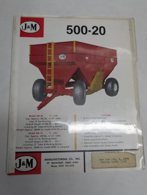 J&M Manufaturing Sales Literature & Product Price List 1986 Gravity Box