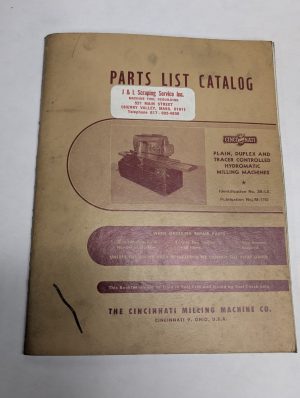 Cincinnati Parts List Catalog Manual Milling Machines Duplex Tracer 2B-Le M-1792