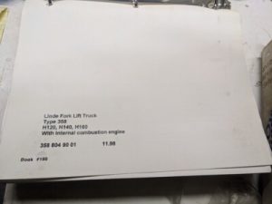 Linde Fork Lift Truck 358 H120 H140 H160 1998 Repair Parts List Book Manual