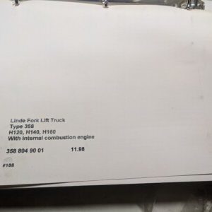 Linde Fork Lift Truck 358 H120 H140 H160 1998 Repair Parts List Book Manual