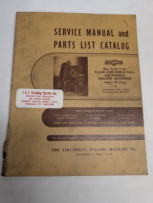 Cincinnati Parts List Service Repair Manual Auto Milling Machine 2-18 2-24 Er