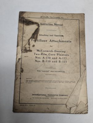 International Ih Instruction Manual Attaching Operation Mccormick A-110 B-111
