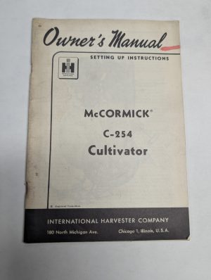 International Mccormick Owner'S Instruction Manual Parts List C-254 Cultivator