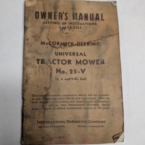 International Mccormick Owner'S Instruction Manual Parts List 25-V Tractor Mower