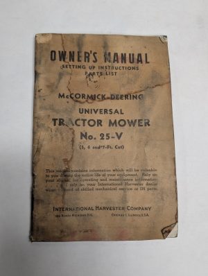 International Mccormick Owner'S Instruction Manual Parts List 25-V Tractor Mower
