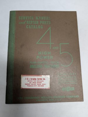 Cincinnati Milling Machine Parts List Service Repair Manual 4 5 High Power 1938