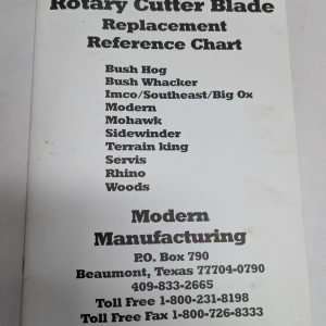 Modern Manufacturing Rotary Cutter Blade Replacement Reference Chart List
