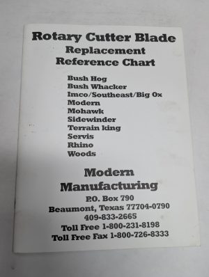 Modern Manufacturing Rotary Cutter Blade Replacement Reference Chart List