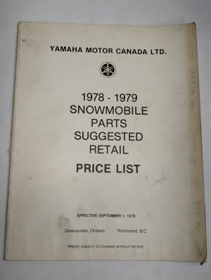 Yamaha Snowmobile Parts Suggested Retail Price List Catalog 1978 1979 Models