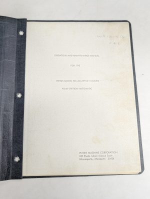 Possis Machine Model Esc-45A Epoxy Coater Operation Maintenance Manual