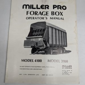 Miller Pro Forage Box Models 4100 3100 Operators Owners Instruction Manual