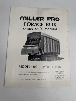 Miller Pro Forage Box Models 4100 3100 Operators Owners Instruction Manual