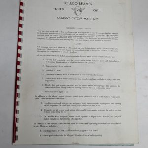 Toledo-Beaver Operator Instruction Manual Abrasive Cutoff Machines