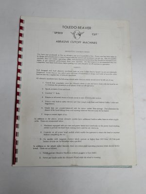 Toledo-Beaver Operator Instruction Manual Abrasive Cutoff Machines