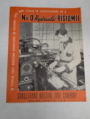 Sundstrand Machine Tools Sales Literature #0 Hydraulic Rigidmil Brochure Catalog