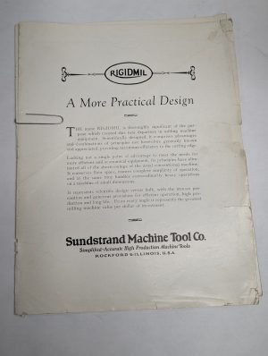 Sundstrand Machine Tools Rigidmil Operator Owner'S Instruction Manual