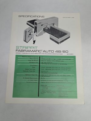 Strippit Fabramatic Auto 48/60 Sales Brochure Turret Hole Punching Machine