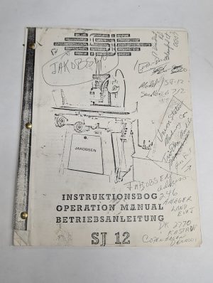 Jakobsen Sj-12 Grinding Machine Operation Instruction Manual Instruktionsbog