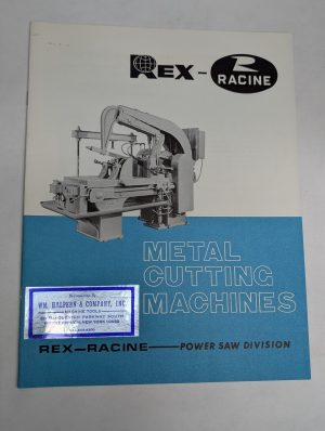 Rex-Racine Metal Cutting Machines Power Saw Sales Literature Catalog 1970