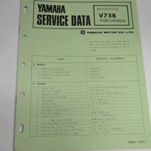 Original Oem Yamaha Service Data Sheets Motorcycle Specifications V75B