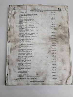 Hyster Forklift Truck Parts List Catalog Manual S70Xl80 90 100 S120Xl Spacesaver