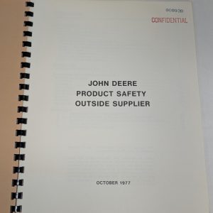John Deere Product Safety Outside Supplier October 1977 Design Specifications