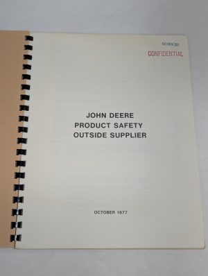 John Deere Product Safety Outside Supplier October 1977 Design Specifications
