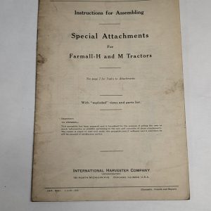 International Special Attachment Farmall H M Tractor Assembly Instruction Manual