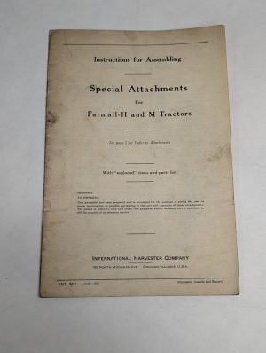 International Special Attachment Farmall H M Tractor Assembly Instruction Manual