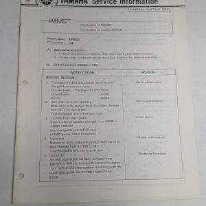 Oem Yamaha Xs500D Service Information Sheets Motorcycle Model Updates