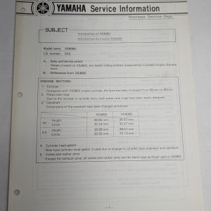 Oem Yamaha Xs400D Service Information Sheets Motorcycle Model Updates